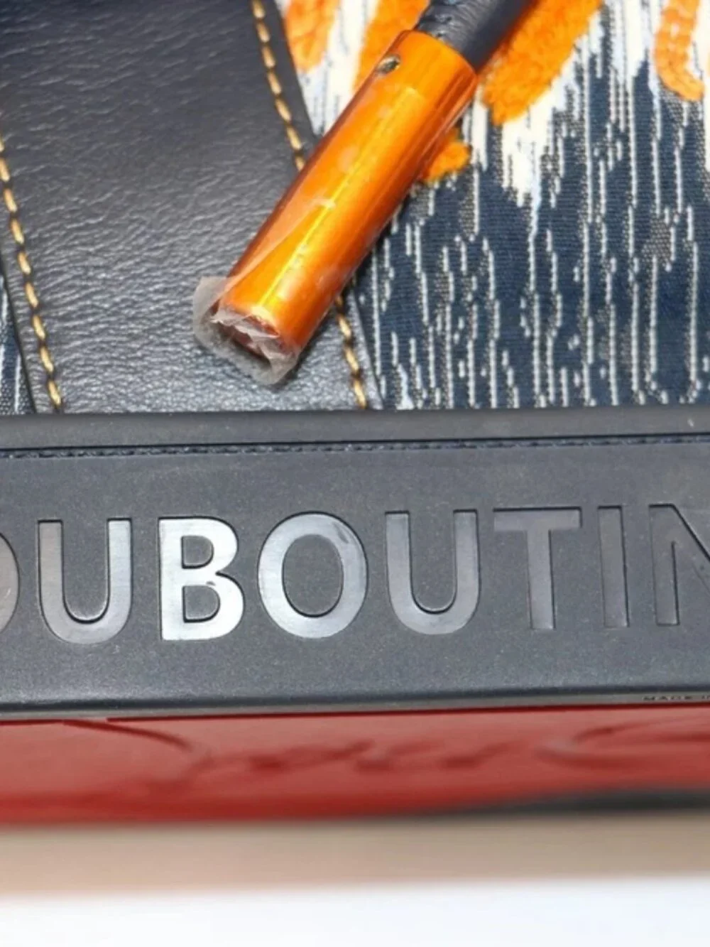 Christian Louboutin Explorafunk Small Denim Backpack - Orange/Navy
